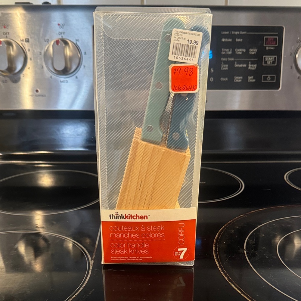 Blue and Natural Steak Knives Set